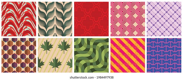 Sombra realista geométrica de textura de azulejos 3D. Colección de patrones sin fisuras. Conjunto de fondos y tapices retro.