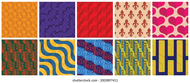 Geometric 3D tileable texture realistic shadow. Collection of seamless patterns. Set of retro backgrounds and wallpapers.