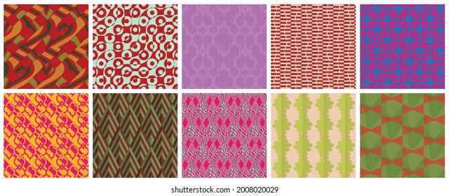 Geometric 3D tileable texture realistic shadow. Collection of seamless patterns. Set of retro backgrounds and wallpapers.