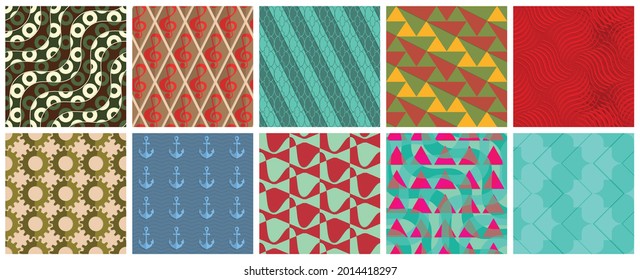 Geometric 3D tileable texture realistic shadow. Collection of seamless patterns. Set of retro backgrounds and wallpapers.