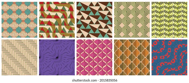 Geometric 3D tileable texture realistic shadow. Collection of seamless patterns. Set of retro backgrounds and wallpapers.