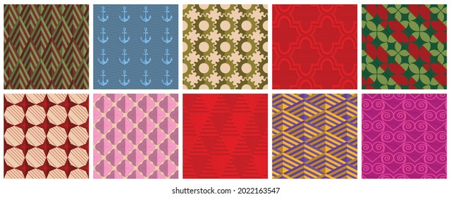 Geometric 3D tileable texture realistic shadow. Collection of seamless patterns. Set of retro backgrounds and wallpapers.