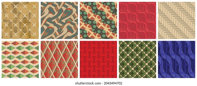 Geometric 3D tileable texture realistic shadow. Collection of seamless patterns. Set of retro backgrounds and wallpapers.