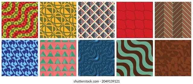 Geometric 3D tileable texture realistic shadow. Collection of seamless patterns. Set of retro backgrounds and wallpapers.