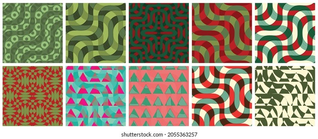 Geometric 3D tileable texture realistic shadow. Collection of seamless patterns. Set of retro backgrounds and wallpapers.