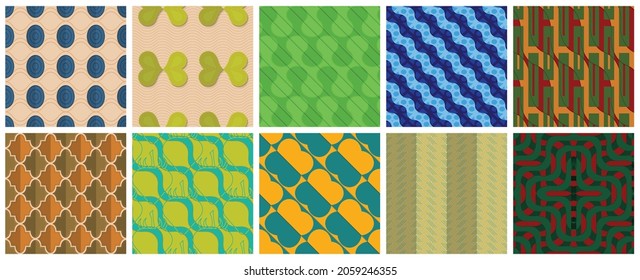 Geometric 3D tileable texture realistic shadow. Collection of seamless patterns. Set of retro backgrounds and wallpapers.