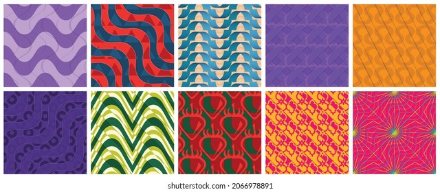 Geometrischer 3D-Schatten, der realistisch ist. Sammlung nahtloser Muster. Set von Hintergründen und Hintergrundbildern.