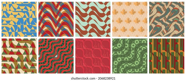 Geometric 3D tileable texture realistic shadow. Collection of seamless patterns. Set of retro backgrounds and wallpapers.