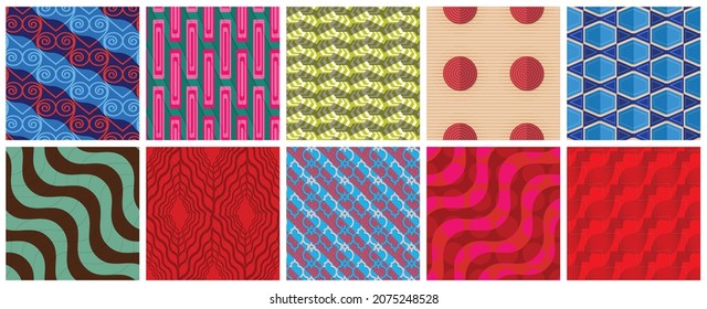 Geometric 3D tileable texture realistic shadow. Collection of seamless patterns. Set of retro backgrounds and wallpapers.