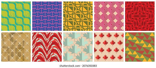 Geometric 3D tileable texture realistic shadow. Collection of seamless patterns. Set of retro backgrounds and wallpapers.