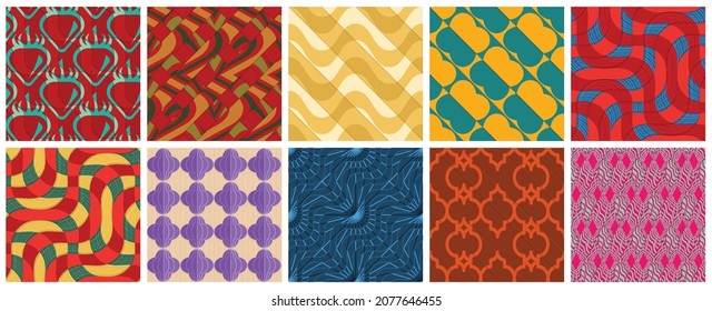 Geometric 3D tileable texture realistic shadow. Collection of seamless patterns. Set of retro backgrounds and wallpapers.