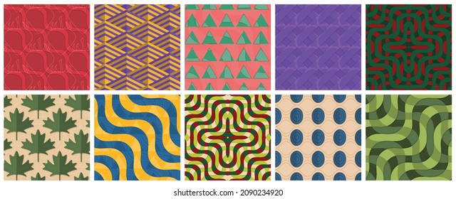 Geometric 3D tileable texture realistic shadow. Collection of seamless patterns. Set of retro backgrounds and wallpapers.