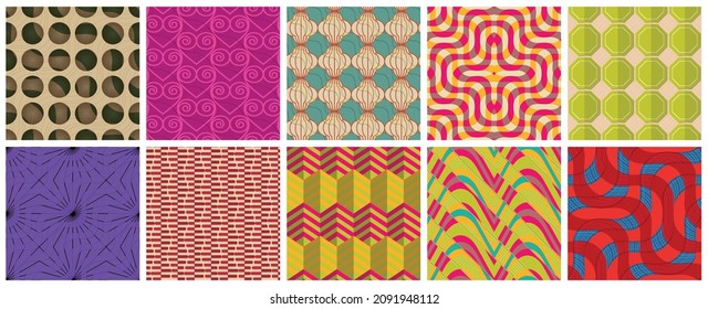Geometric 3D tileable texture realistic shadow. Collection of seamless patterns. Set of retro backgrounds and wallpapers.