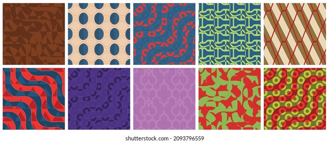Geometric 3D tileable texture realistic shadow. Collection of seamless patterns. Set of retro backgrounds and wallpapers.