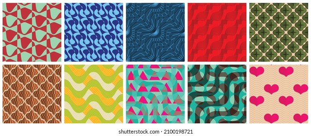 Geometric 3D tileable texture realistic shadow. Collection of seamless patterns. Set of retro backgrounds and wallpapers.