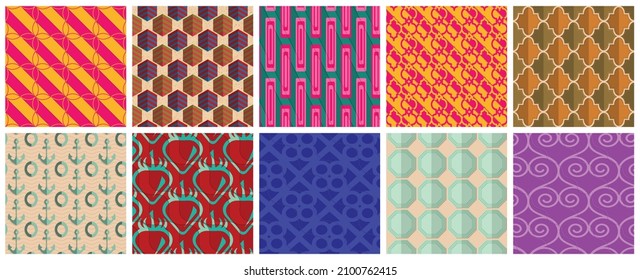 Geometric 3D tileable texture realistic shadow. Collection of seamless patterns. Set of retro backgrounds and wallpapers.