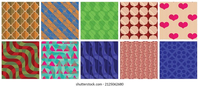 Geometric 3D tileable texture realistic shadow. Collection of seamless patterns. Set of retro backgrounds and wallpapers.