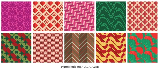 Geometric 3D tileable texture realistic shadow. Collection of seamless patterns. Set of retro backgrounds and wallpapers.