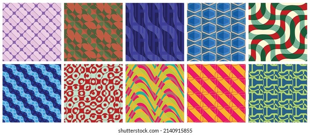 Geometric 3D tileable texture realistic shadow. Collection of seamless patterns. Set of retro backgrounds and wallpapers.