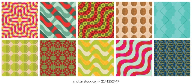 Geometric 3D tileable texture realistic shadow. Collection of seamless patterns. Set of retro backgrounds and wallpapers.