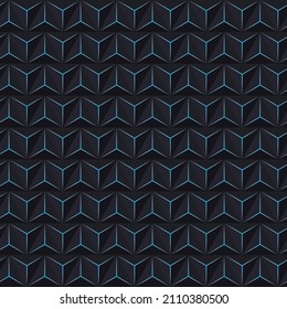 Geometric 3D triangle seamless pattern, abstract geometric dark background. Vector illustration