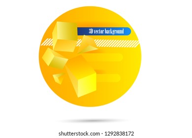 Geometric 3D yellow abstract background vector.