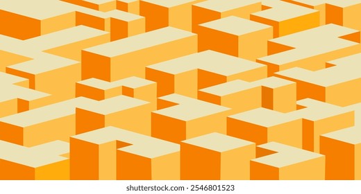 A geometric 3D-like pattern of yellow and orange cubes, arranged to form a repeating isometric grid. This modern and structured design is great for branding, product packaging, or web backgrounds.