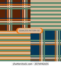 Geometric 4 seamless pattern set. Vector illustrations for interior design, textile and wallpaper.