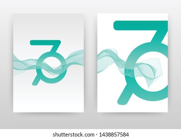 Geometric 7,0 letters with grreen waved lines design for annual report, brochure, flyer, poster. Waved lines background vector illustration for flyer, leaflet, poster. Abstract A4 brochure template.