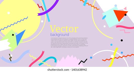Geometric 80s style abstract background pattern for greeting card or presentation