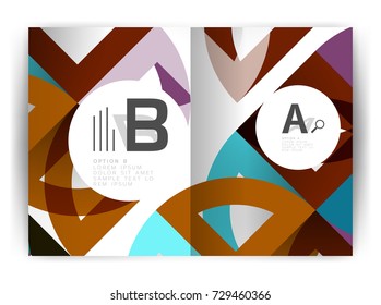 Geometrisches A4-Jahresbericht deckt Druckvorlagen, Broschüren-Template-Layout, Cover-Design-Jahresbericht, Magazin, Flyer oder Broschüre in A4 ab. Wirtschaftsvektorgrafik.