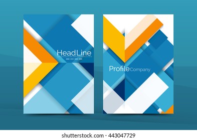 Geometric a4 front page, business annual report print template, Correspondence letter with corporate identity design