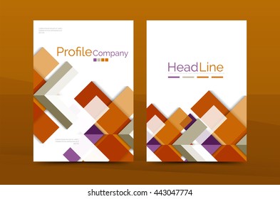 Geometric a4 front page, business annual report print template, Correspondence letter with corporate identity design