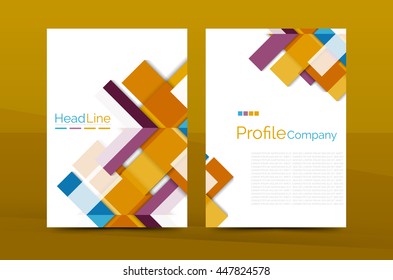 Geometric a4 front page, business annual report print template, Correspondence letter with corporate identity design