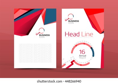 Geometric a4 front page, business annual report print template, Correspondence letter with corporate identity design