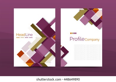 Geometric a4 front page, business annual report print template, Correspondence letter with corporate identity design