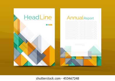 Geometric a4 front page, business annual report print template, Correspondence letter with corporate identity design