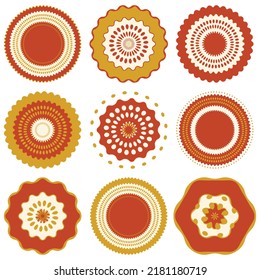 Geometric aboriginal art icon. Ethnic tribal rounded ornament. Afican, australian motiph. Dots painting. Vector illustration, template design for cloth, card, fabric.