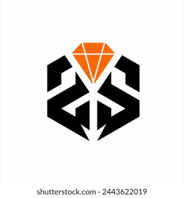 Geometric abstract 2S logo design with diamond and trident.