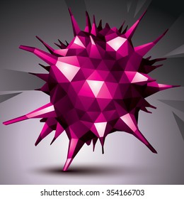 Geometric abstract 3D complicated object, colorful asymmetric element isolated.