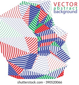 Geometric abstract 3D complicated striped vector background, colorful asymmetric three-dimensional element isolated.