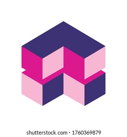 geometric and abstract 3d cube flat style icon design, shape and figure theme Vector illustration