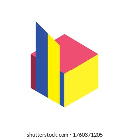 geometric and abstract 3d cube flat style icon design, shape and figure theme Vector illustration