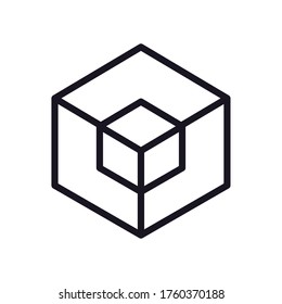 geometric and abstract 3d cube line style icon design, shape and figure theme Vector illustration