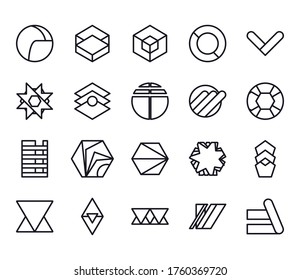 Geometrisches und abstraktes 3D-Formen-Stylesymbol-Set, Figurenthema, Vektorgrafik