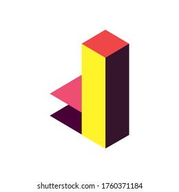 geometric and abstract 3d tower flat style icon design, shape and figure theme Vector illustration