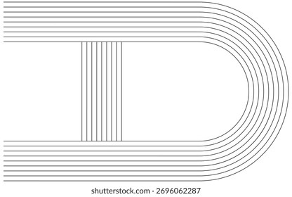 Geometric abstract arch lines pattern vector. This is a simple structural element for modern graphic compositions.