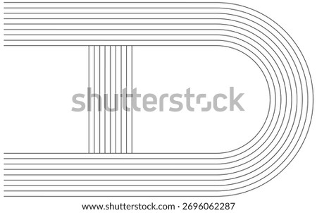 Geometric abstract arch lines pattern vector. This is a simple structural element for modern graphic compositions.