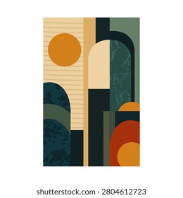 Geometric Abstract Architecture Poster Design With Minimal Shapes And Earth Tones