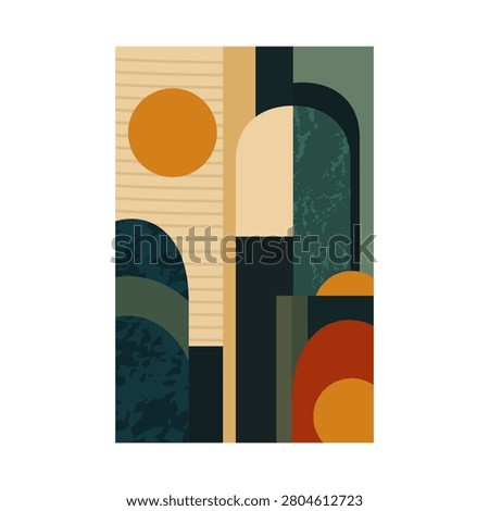 Geometric Abstract Architecture Poster Design With Minimal Shapes And Earth Tones